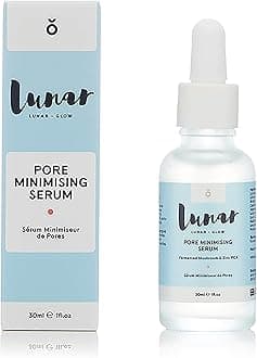 Pore Minimizing Serum by Lunar Glow, skin care solution designed to enhance cell turnover, minimise pore size while also increasing hydration and skin firmness 1 Fl. Oz / 30ml