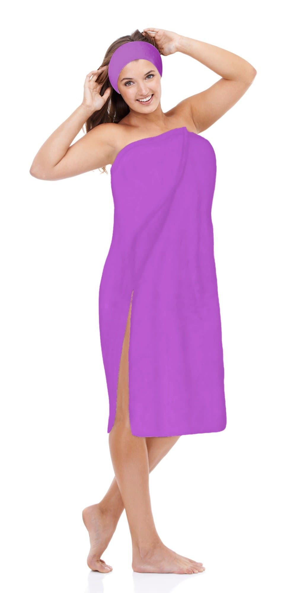 Luxury Spa Wrap Womens Plus Size Snap Bath Towel Wrap (XXL Plus Size 1X 2X, Purple)