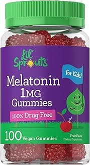 Kids Melatonin Gummies | 1 mg 100 Count | Fruit Flavor Gummy | Vegan, Non-GMO, Gluten Free | by Lil Sprouts