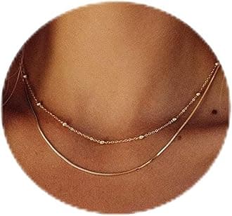 Tasiso Gold Necklaces for Women 18K Gold Plated Layering Snake Chain Necklace Layered Round Ball Choker Necklace Set Minimalist Everyday Waterproof Jewelry Gifts