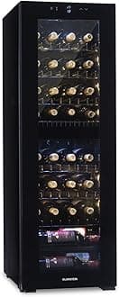 Klarstein Free-Standing Wine Cooler Drinks Fridge, Dual Zone Wine Fridges Drinks Cooler, Indoor/Outdoor Small Beer Fridge with Glass Door, UV Protection Refrigerator w/Touch Pad, 5-18°C, 39 Bottles