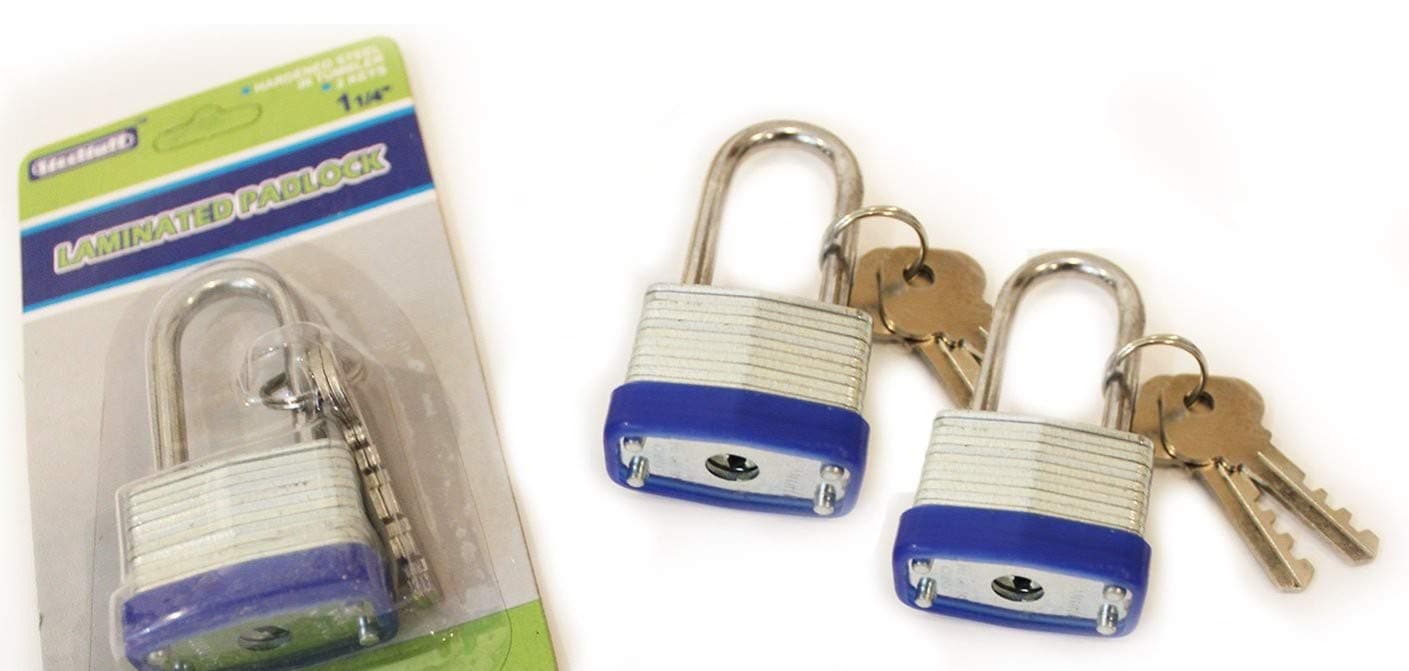 3 Pack - Mini Steel Padlock with Key – Laminated, for Gates, Sheds, Lockers, Bikes, Tool Box