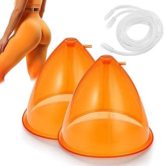 150/180/210ml Extra-Large Vacuum Cups for Butt Lifting,Vacuum Cupping Machine Accessories 1 Pair Butt Lifting Body Cupping Massage with Y-Hose (180ml)
