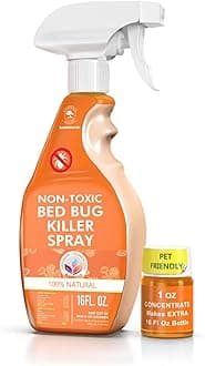 All Natural Bed Bug Spray -Non-Toxic Bed Bugs Killer - 2 Bottle Pack 16 oz + 1 oz Concentrate - Fast-Acting Beds Bug Killer | Kills Fleas and Mites