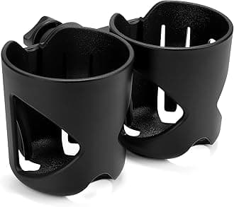 Universal Cup Holder by Accmor, Stroller Cup Holder with Dual Cup Holders, Large Caliber Designed Cup Holder, 360 Degrees Rotation Cup Drink Holder, Black