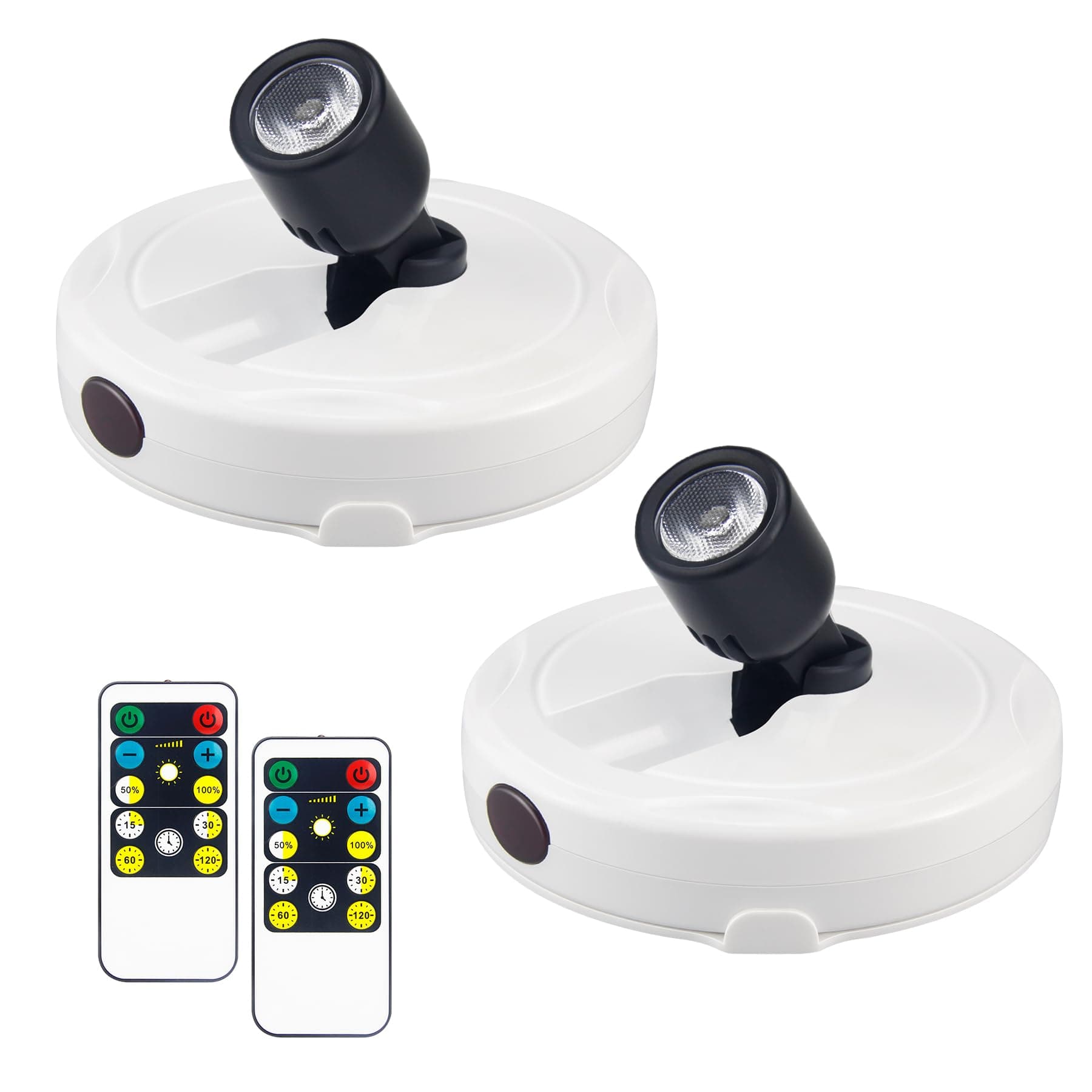 HEAGEERO Wireless Spotlight,Remote Control Accent Light,Battery Picture Light with 2 Remote,Rotatable Accent Light for Art Closet Wall Uplight(W+H)