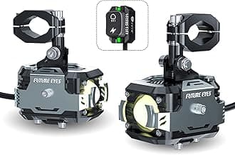 FUTURE EYES F150 60W Motorcycle Headlight Wired/Wireless Backlight Switch Auxiliary LED Auxiliary Kits Fog Lights (Silver - Wired - Low White + High White)