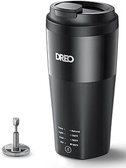 DREO Milk Frother, 4-in-1 Electric Frother for Coffee, Hot and Cold Foam Maker for Cappuccino, Flat-white, Latte with Plant-based and Dairy Milk, Multi-stage, Easy to Clean, Temperature Control, Black