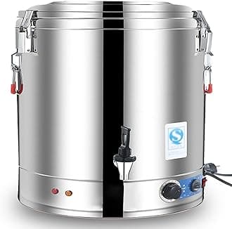 Commercial Large Capacity Catering Urn, 40L/50L/60L/70L Hot Water Boiler Dispenser, Stainless Steel, 30-110°C Temperature Control for Cafe, Office, Home,60L