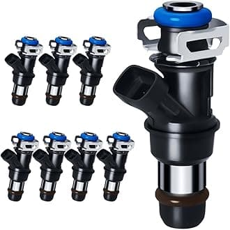 4 Holes Gas Fuel Injectors Fit for Chevy: Tahoe/Express/Suburban/Silverado, For GMC: Yukon (XL)/Sierra, 1500 2500 3500, For Cadi Escalade, V8 4.8L/5.3L/6.0L 2000-2006#17113553(8 Pcs)