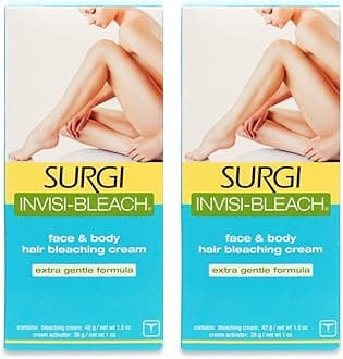 Surgi Invisi-Bleach Face & Body Hair Bleaching Cream 1.5 oz (Pack of 2)