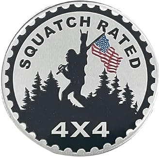Squatch Badge Rated Car Emblem, 4 x 4 3D Metal Car Badge Decals Stickers Round Emblem Decals, Auto Exterior Emblems Badge Compatible with Vehicles Trucks SUV RV (Squatch 1)