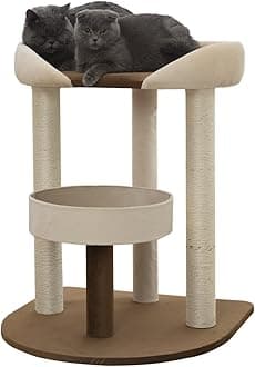 Modern Cat Tree Tower with Extra Large Platform Perch Bed for Maine Coon and Big Couch Sofa for Multiple Cats