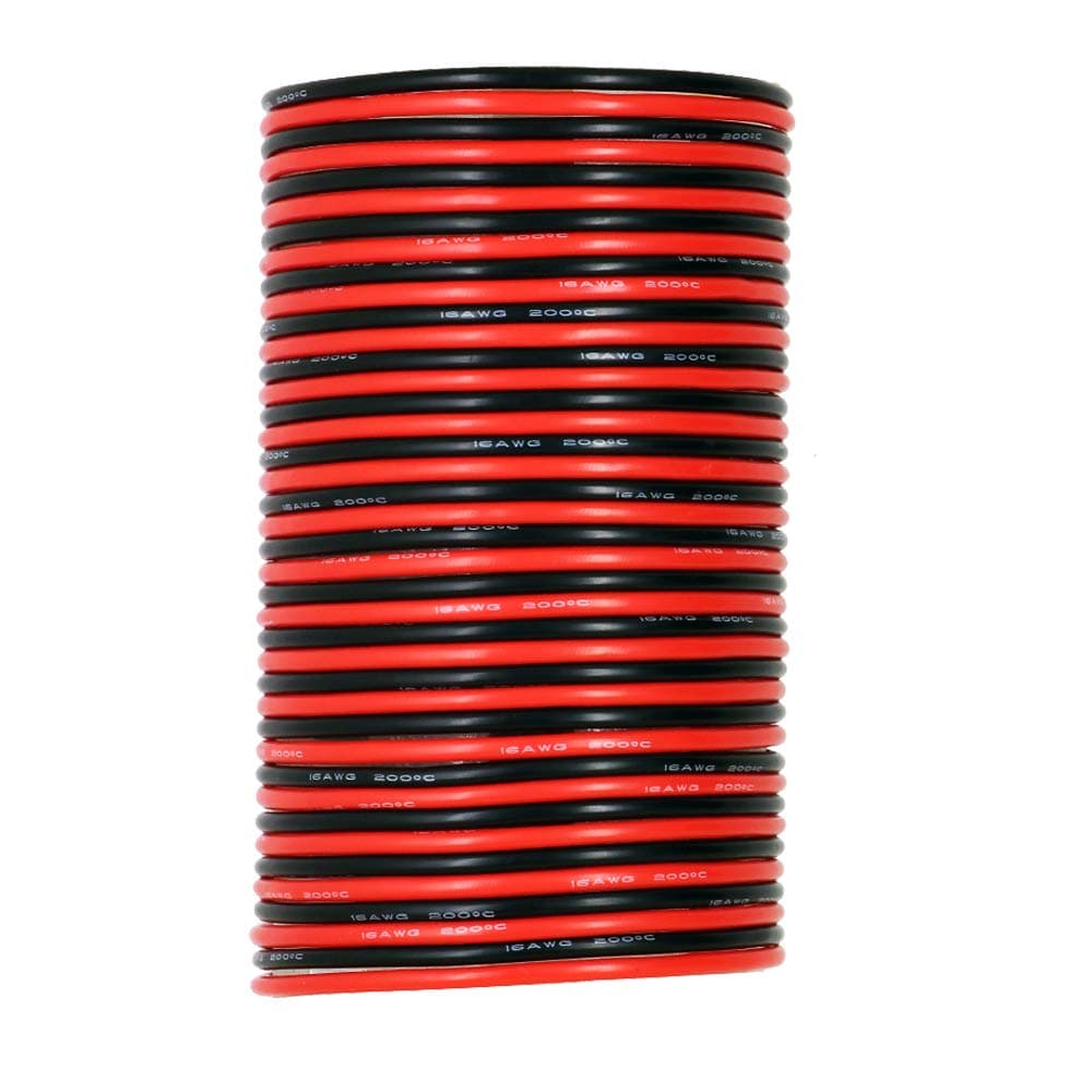 Silicone Rubber Wire [30ft Total,15 ft Red and 15 ft Black] - UTUO 16 Gauge Stranded Tinned Copper Conductor Wire, Soft Flexible Heat Resistant Silicone Insulated Wire Cords