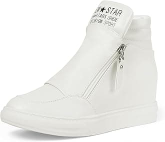 Ckrola Womens Fashion Platform Shoes Hidden Wedge Heel High Top Sneakers for Women Platform Boots Working Shoes Women