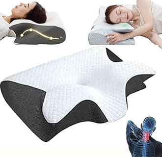 Memory Foam 2 in 1 Ergonomic Pillow,Soft Comfortable Sleep Pillow,Memory Foam Neck Pillow for Improve Sleep Quality (Black)