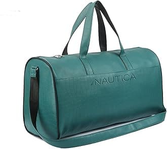 Nautica Unisex PU Duffle Bag for Travel | Stylish Leatherette Cabin Luggage | Compact, Comfortable & Spacious Hand Duffel Bag for Weekend Trips, Gym & Office | Suitable for Men and Women | Dark Green