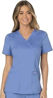 Mock Wrap Scrubs for Women Workwear Revolution, Soft Stretch, Easy Care WW610