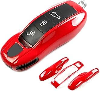 Carmine Key Fob Cover Compatible with Porsche Key Shell Key Fob Shell Replacement Compatible with Porsche Cayenne Panamera 911 718 Macan Boxster Cayman Old Style