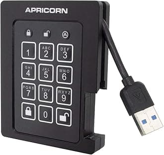 Apricorn Aegis Padlock 240GB SSD 256-Bit, FIPS 140-2 Validated USB 3.0 Hardware Encrypted External Portable Drive *RUGGEDISED* (ASSD-3PL256-240F)