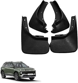 Autokaar O E Type Car Mud Flap Box Shape Splash Protection Guard Tyre Flap Complete Set of Front & Rear Tires for Hyundai Alcazar 2024 Onwards (Type-2)