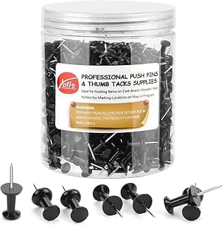 Yalis Black Push Pins 600 Count, Standard Dark Thumb Tacks for Corkboard Bulletin Board