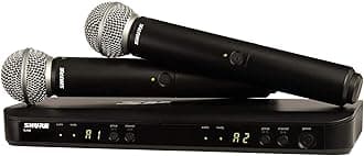 Shure BLX288/SM58 Wireless Microphone System - 14-Hour Battery Life, 300 ft Range, UHF | Includes (2) SM58 Handheld Vocal Mics, Dual Channel Receiver | J11 Band (BLX288/SM58-J11)