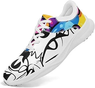 Spikeless Golf Shoes for Men, Women's Breathable Abstract Art Non-Slip Sports Walking Shoes with Air-Outer Golf Sneakers