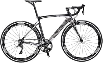 WRFTTCRR Beach mat Road Bike Carbon 700c Bicycle Carbon Road Bike With 18 Speeds Racing Road Bike Carbon Fiber Bike(Gray,18speed)