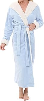 Alexander Del Rossa Sherpa Robes for Women Long, Womens Robes Long Hooded Bathrobes for Women, Plus Size Robe