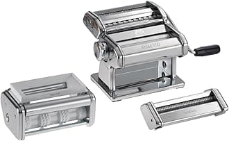 Marcato GS-PASTASET Pastaset, Manual Pasta Machine with Ravioli and Spaghetti Accessories Included, Silver, 20 x 20.7 x 15.5 cm