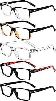 Vintage Reading Glasses for Men - 5 Pack Spring Hinges Classic Readers