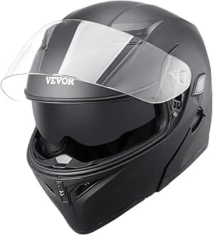 VEVOR Motorcycle Helmet, 3/4 Open Face, Adult Motocross Dirt Bike Helmet with Clear Visor, Comfortable Motorbike Racing Street with Detachable Liner for Men & Women, DOT Approved