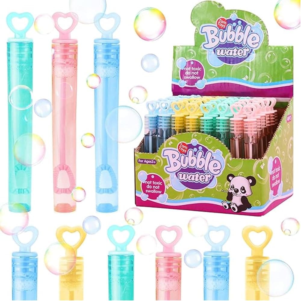 TOY GARDEN - 48Pcs Mini Bubble Wands in Multi Colors - Bulk Party Favors for Kids, Birthday Party Supplies, Goodie Bag Fillers, Safe, Colorful Bubble Toys for Outdoor Fun