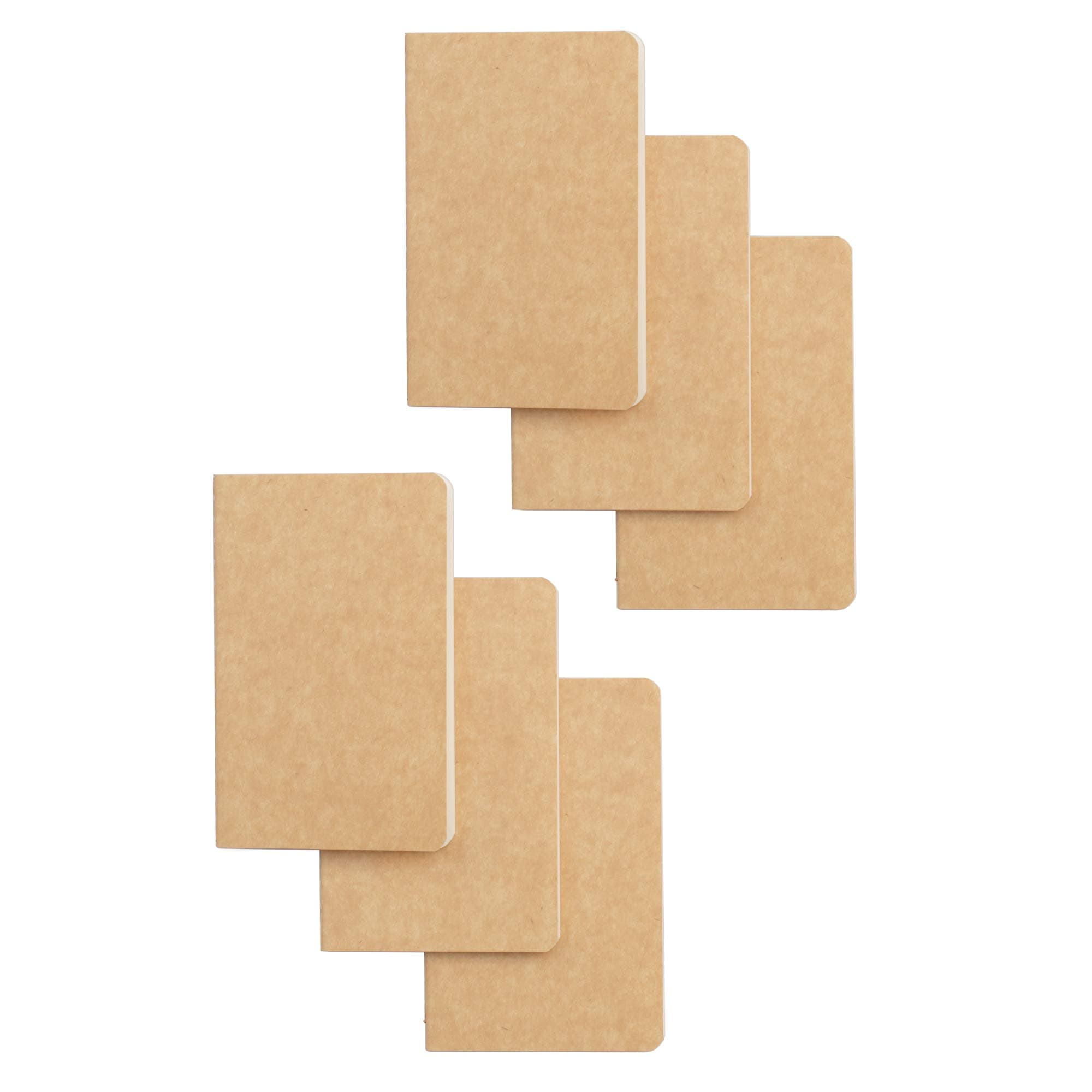 TWONE Softcover Pocket Notebook Set - 3.5" x 5.5" - 6 Pack - 30 Sheets - 60 Blank Pages - Perfect for the Traveler or Author
