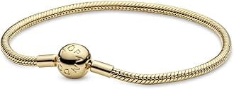 PANDORAJewelry Smooth Moments Snake Chain Charm Shine Bracelet, 6.3", With Gift Box