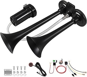 - Train Horn for Truck 150db 12V,BANHAO Super Loud Dual Trumpet Truck Air Horn with Compressor, suitable for Any 12V Vehicles Train Car Ship Boat Lorry