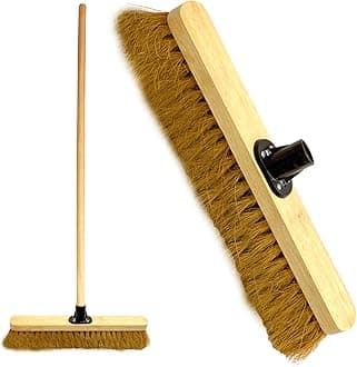 LSC 18” Broom Indoor Outdoor Soft Broom Sweeping Brush with Wooden Handle Natural Coco Bristles Floor Brush with Soft Bristles for Room (PACK OF 1)