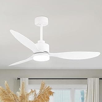 52 Inch Contemporary Ceiling Fans with Lights and Remote, 6-Speed Reversible DC Motor, 3-Blade, 3 CCT LED, 2 Downrods, Modern White Indoor Ceiling Fan Chandelier for Bedroom, Living Room