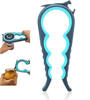 Jar Opener Bottle Opener and Can Opener for Weak hands, Seniors with Arthritis and Anyone with Low Strength, Mutil Jar Opener Get Lids Off Easily (Blue and Grey)