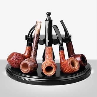 Wooden Tobacco Pipe Stand Holder Rack for 5 Tobacco Pipes, Handmade from Solid Wood Black FA0034