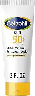 Sheer Mineral Sunscreen Lotion for Face & Body 3 fl oz 100% Mineral UVA/UVB Filters: Zinc Oxide & Titanium Dioxide Broad Spectrum SPF 50 For Sensitive Skin Dermatologist Recommended Brand