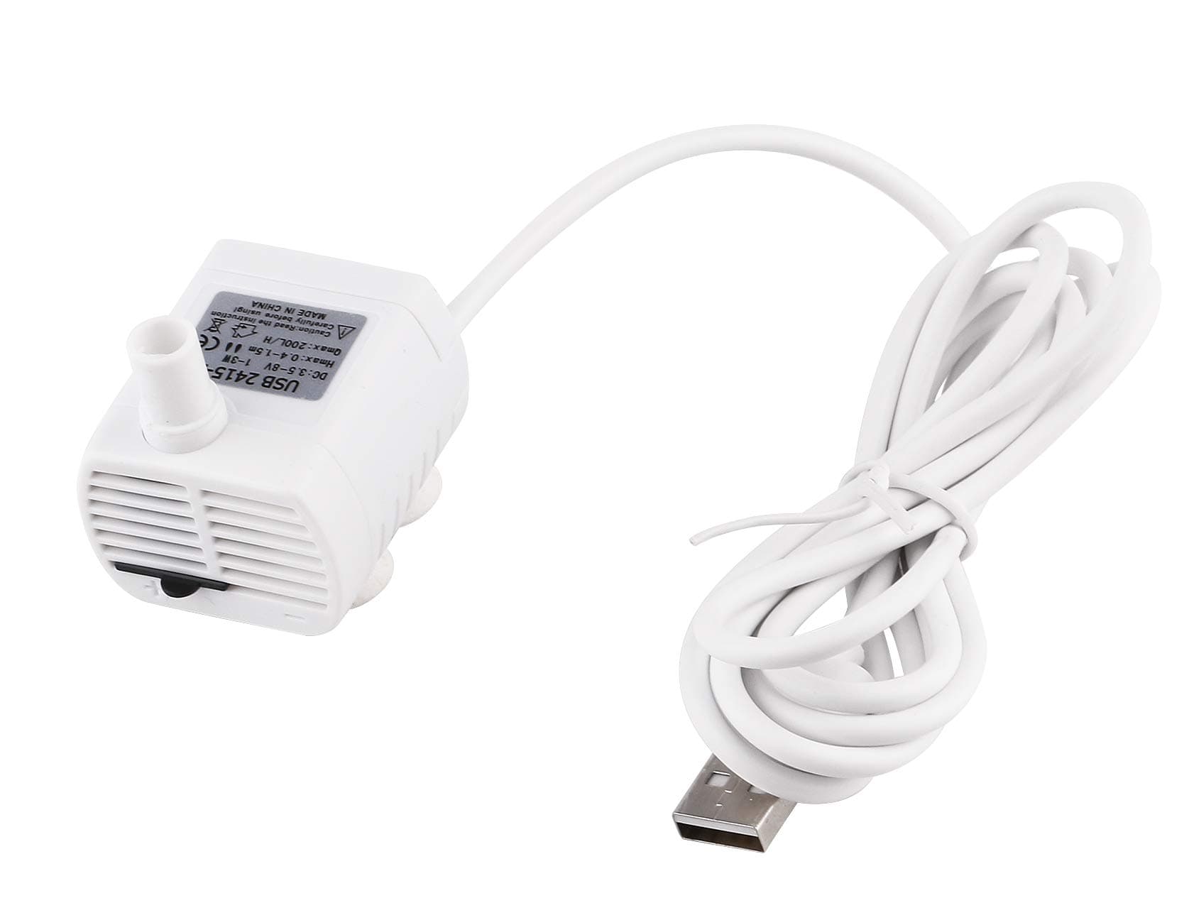 3W DC 3.5-8V USB Water Pump with Power Cord, Solar Mini Submersible,Brushless,Waterproof (USB Water Pump White)