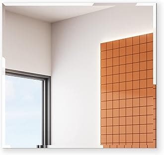 30 Inch Square Frameless Bathroom Vanity Mirror with Beveled Edge - Shatterproof Wall Mounted Decorative Glass with Safety Backing for Living Room Bedroom Hallway Entryway - Fab Glass and Mirror