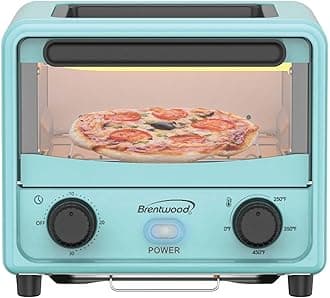 Brentwood TS-3430BL 500W Stainless Steel Mini Toaster Oven, Metal, Blue