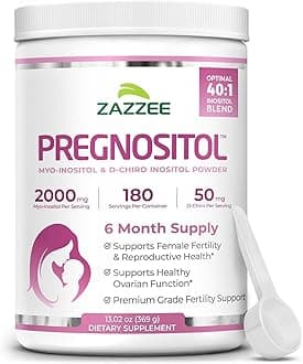 Zazzee PREGNOSITOL Powder, 6 Month Supply, Myo-Inositol and D-Chiro-Inositol 40:1 Fertility Blend, Free Scoop for Exact Dosage, Premium Balanced Formula, 180 Servings, Vegan, All-Natural and Non-GMO