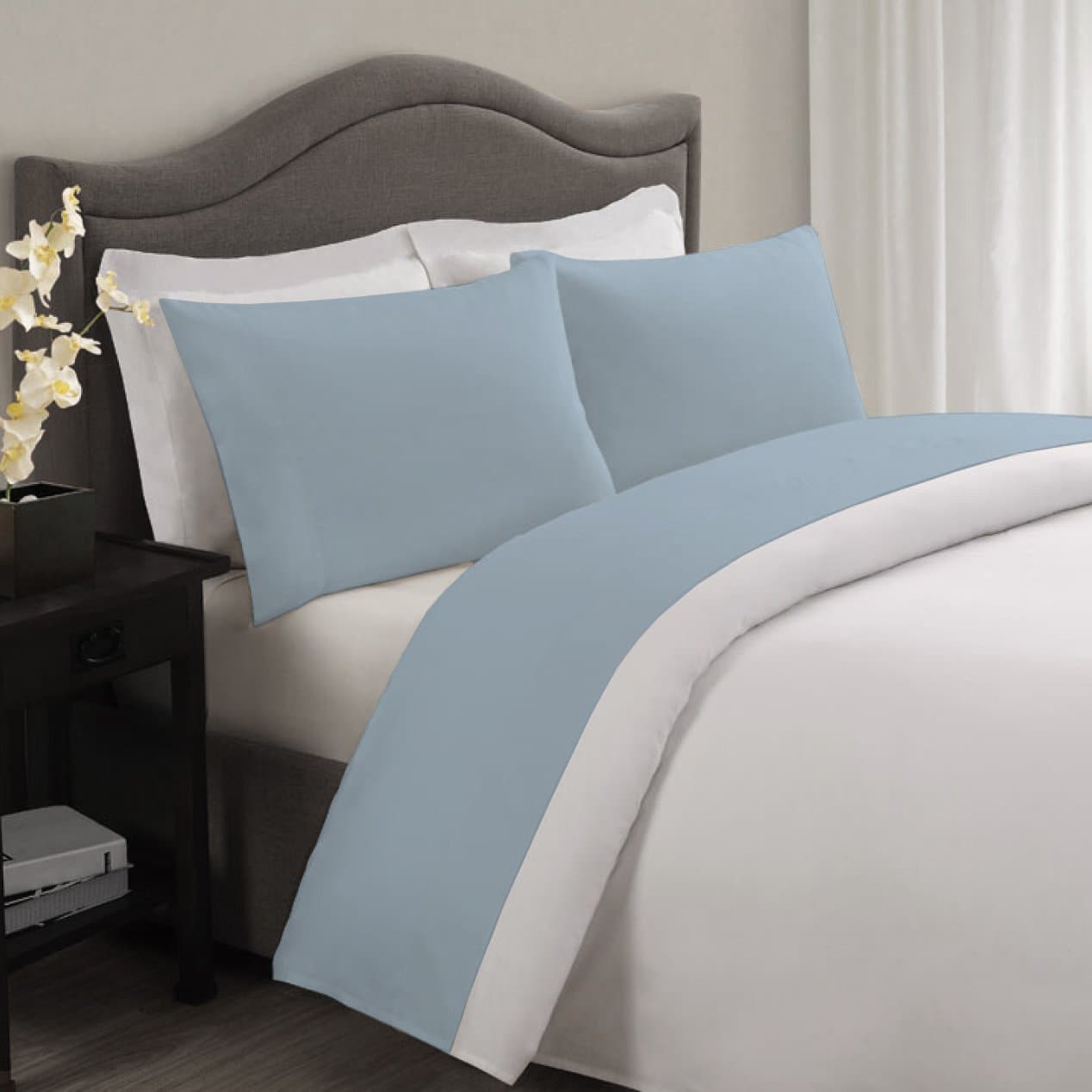 Lauren Taylor 400 Thread Count 100% Cotton Sheet Set, King, Ice Blue