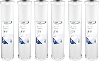 Pentair Pentek RFC-20BB Big Blue Carbon Water Filter, 20-Inch, Whole House Heavy Duty Radial Flow Carbon Replacement Cartridge with Granular Carbon (GAC) Filter, 20" x 4.5", 25 Micron, Pack of 6