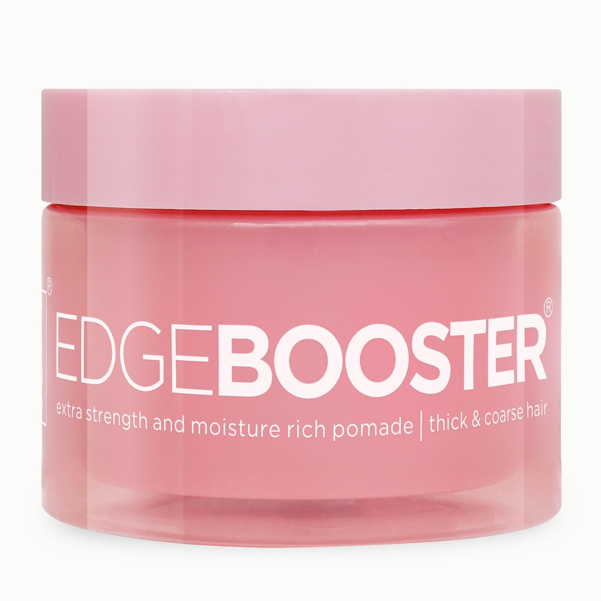 Style Factor Edge Booster Extra Strength & Moisture Rich Pomade | Strong Hold Edge Control Gel for Thick & Coarse Hair | High Shine, Non-Greasy Styling | Pink Sapphire, 3.38 oz