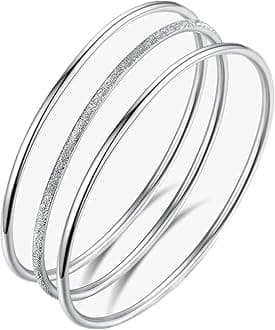 Sterling Silver Bangle Bracelets for Women,Fashion Jewelry Simple Adjustable 925 Silver Cuff Bangles for Women Mom Wife Valentine Mothers Day Gift